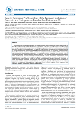 Genetic Expression Profile Analysis of the Temporal Inhibition of Quercetin and Naringenin on Lactobacillus Rhamnosus GG