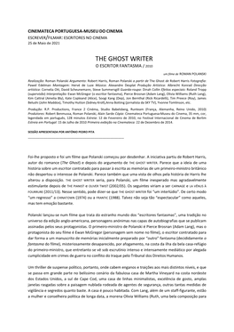 The Ghost Writer O Escritor Fantasma / 2010