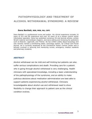 Pathophysiology and Treatment of Alcohol Withdrawal Syndrome: a Review