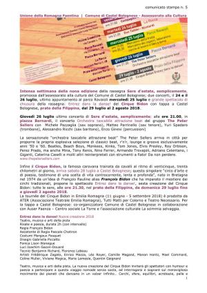 1 Comunicato Stampa N. 5 Unione Della Romagna Faentina | Comune