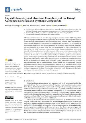 Crystal Chemistry and Structural Complexity of the Uranyl Carbonate Minerals and Synthetic Compounds