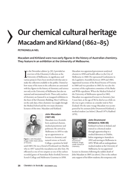 Our Chemical Cultural Heritage Macadam and Kirkland (1862–85) PETRONELLA NEL