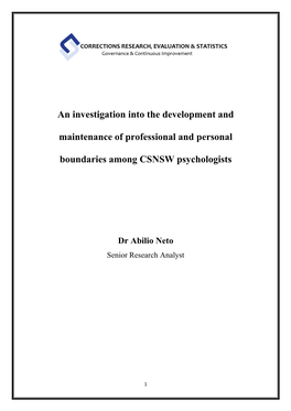 An Investigation Into the Development and Maintenance of Professional and Personal Boundaries Among CSNSW Psychologists