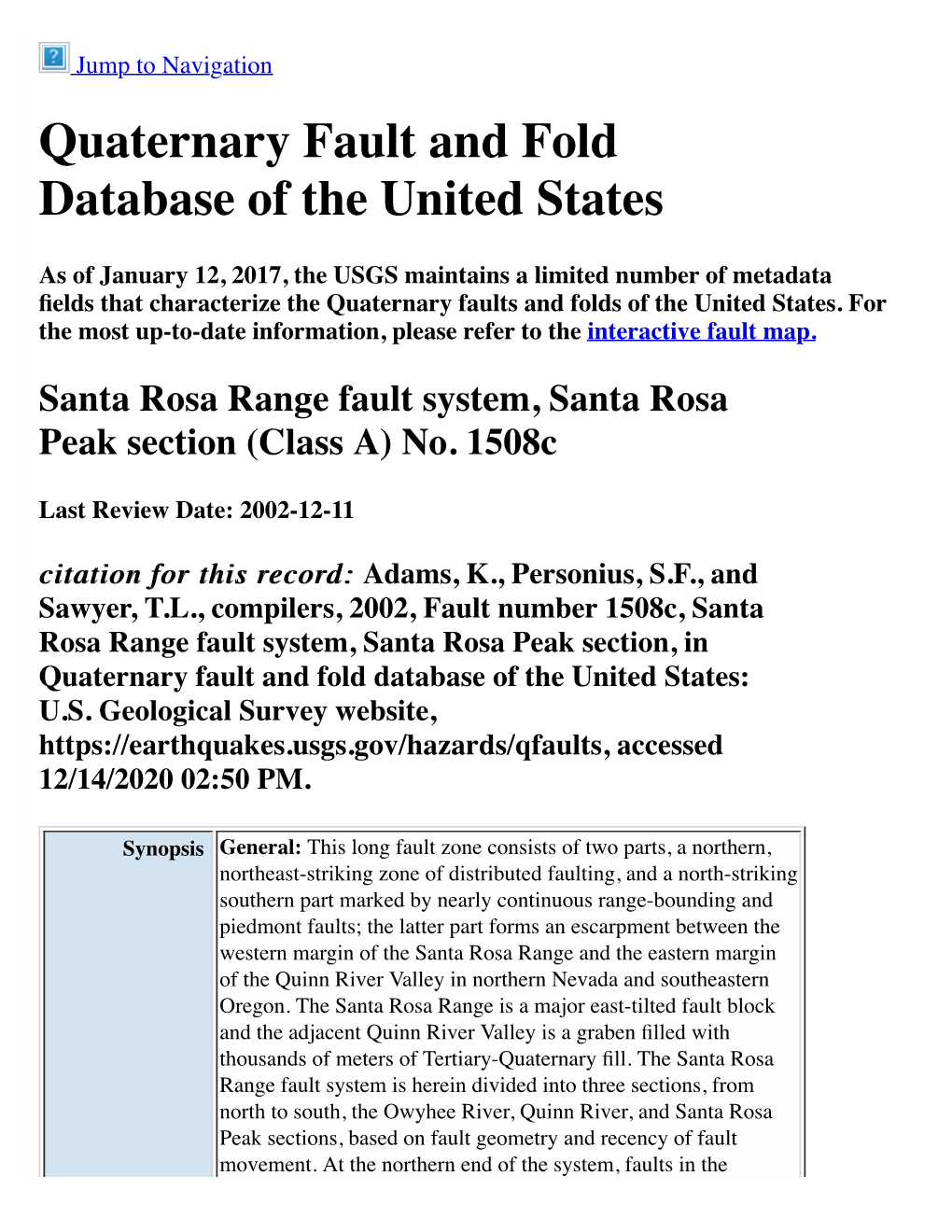 Quaternary Fault and Fold Database of the United States