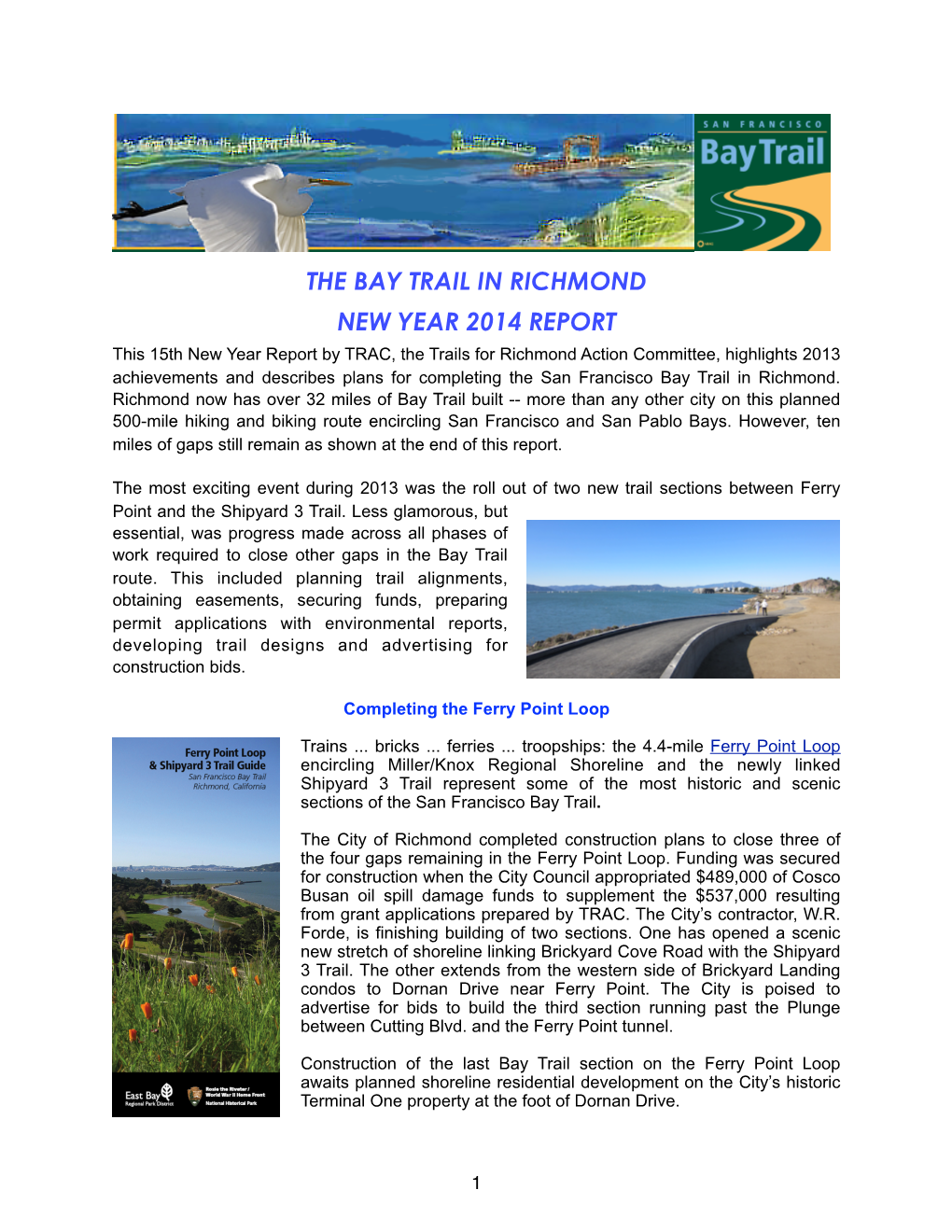 The Bay Trail in Richmond New Year 2014 Report