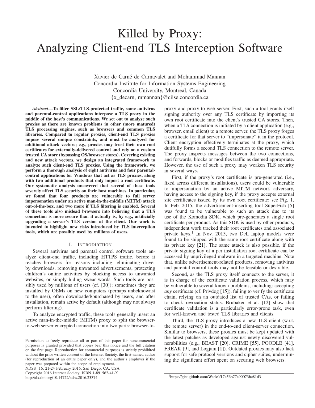 Killed by Proxy: Analyzing Client-End TLS Interception Software