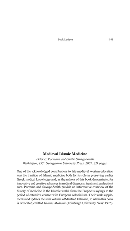 Medieval Islamic Medicine Peter E