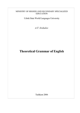 Theoretical Grammar of English