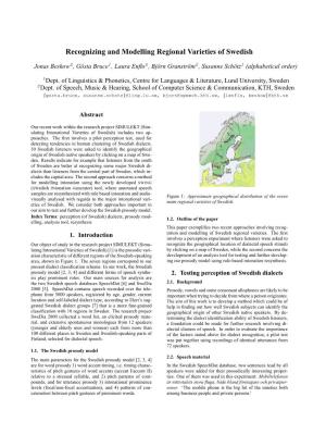 Recognizing and Modelling Regional Varieties of Swedish