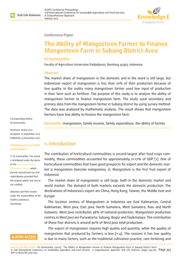 The Ability of Mangosteen Farmer to Finance Mangosteen Farm in Subang District Area