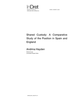 Shared Custody: a Comparative Study of the Position in Spain and England