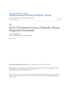 EC05-170 Common Grasses of Nebraska : Prairies, Rangelands, Pasturelands James L