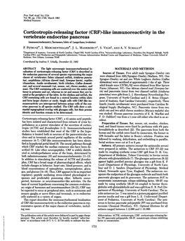 Corticotropin-Releasing Factor (CRF)-Like Immunoreactivity in the Vertebrate Endocrine Pancreas (Immunocytochemistry/Hormones/Islets of Langerhans/Evolution) P