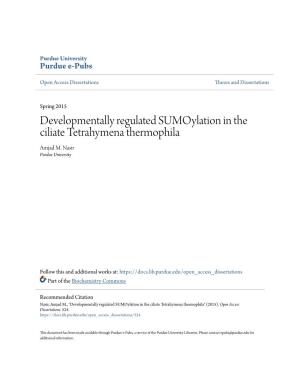 Developmentally Regulated Sumoylation in the Ciliate Tetrahymena Thermophila Amjad M