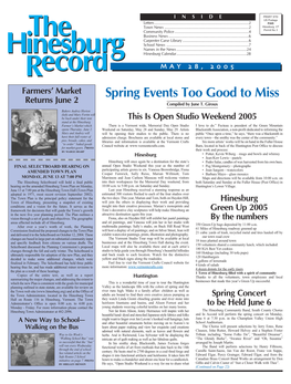 Spring Events Too Good to Miss Returns June 2 Compiled by June T
