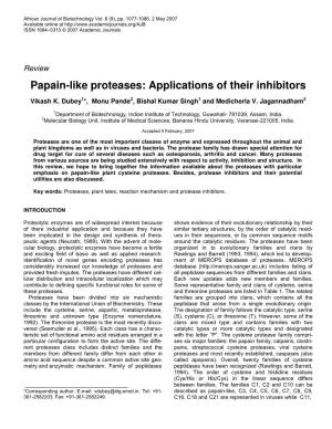 Papain-Like Proteases: Applications of Their Inhibitors
