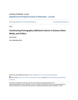 Constructing Pornography Addiction's Harms in Science, News Media