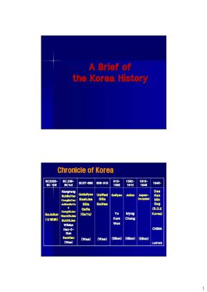 A Brief of the Korea History