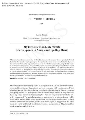 My City, My 'Hood, My Street: Ghetto Spaces in American Hip-Hop Music