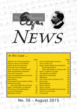 No. 56 – August 2015 Address for Communications