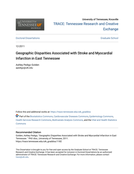 Geographic Disparities Associated with Stroke and Myocardial Infarction in East Tennessee