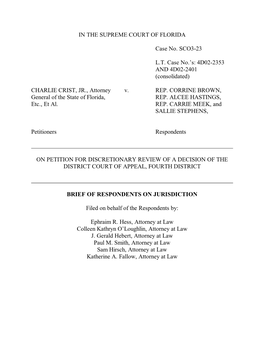 SC03-23 Respondents' Answer Brief on Jurisdiction Formatt…