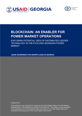 Blockchain: an Enabler for Power Market Operations Exploring Potential Uses of Distributed Ledger Technology in the Evolving Georgian Power Market