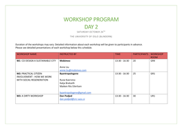 Workshop Program Day 2 Saturday October 26Th the University of Oslo (Blindern)