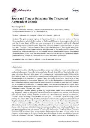 Space and Time As Relations: the Theoretical Approach of Leibniz