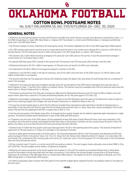 OKLAHOMA FOOTBALL COTTON BOWL POSTGAME NOTES No