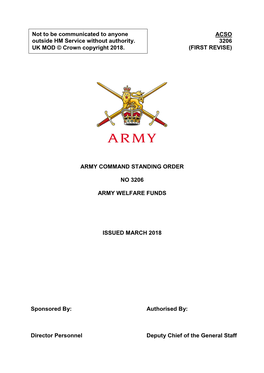 Army Command Standing Order No 3206 Army Welfare