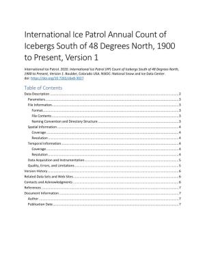 International Ice Patrol Annual Count of Icebergs South of 48 Degrees North, 1900 to Present, Version 1