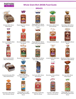 Whole Grain-Rich (WGR) Food Guide BREADS