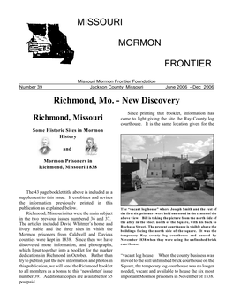 MISSOURI MORMON FRONTIER Richmond