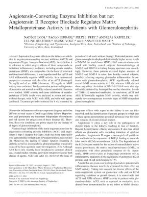 Angiotensin-Converting Enzyme Inhibition but Not Angiotensin II Receptor Blockade Regulates Matrix Metalloproteinase Activity in Patients with Glomerulonephritis