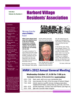 Newsletter Fall 2012 Page 2 of 14 Concerns in the Village