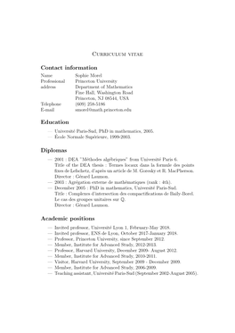 Curriculum Vitae Contact Information Education Diplomas Academic