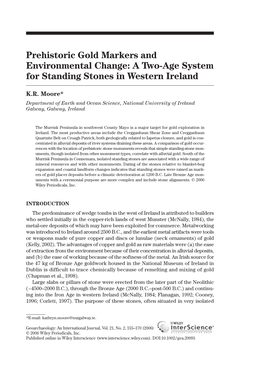 Prehistoric Gold Markers and Environmental Change: a Two-Age System for Standing Stones in Western Ireland