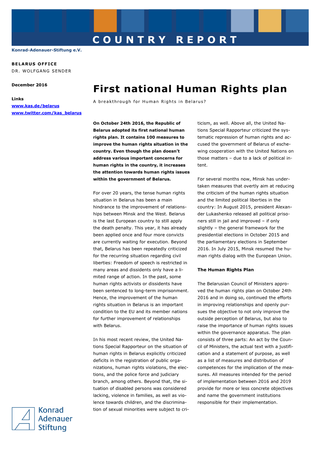 First National Human Rights Plan of Belarus