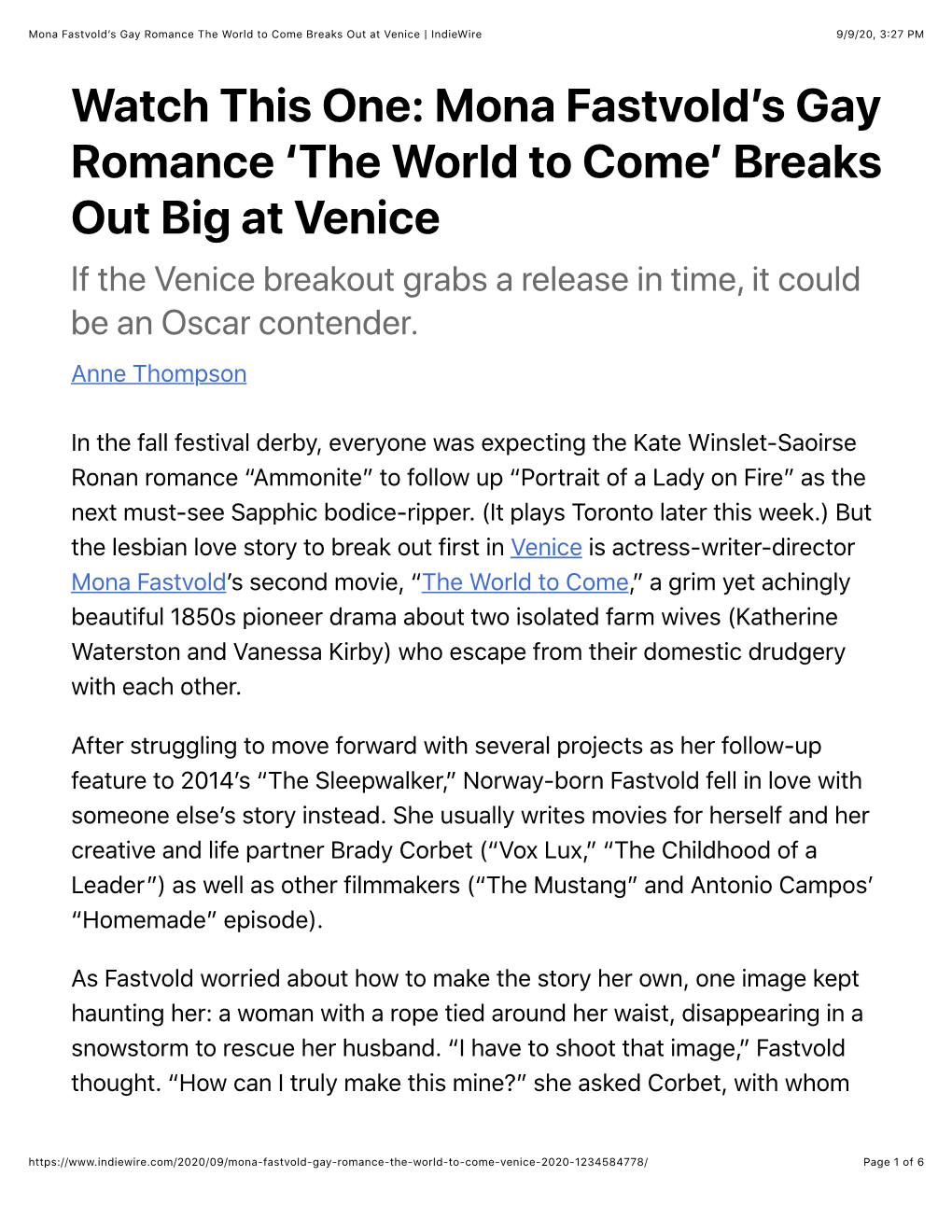 Mona Fastvold's Gay Romance the World to Come Breaks out at Venice | Indiewire