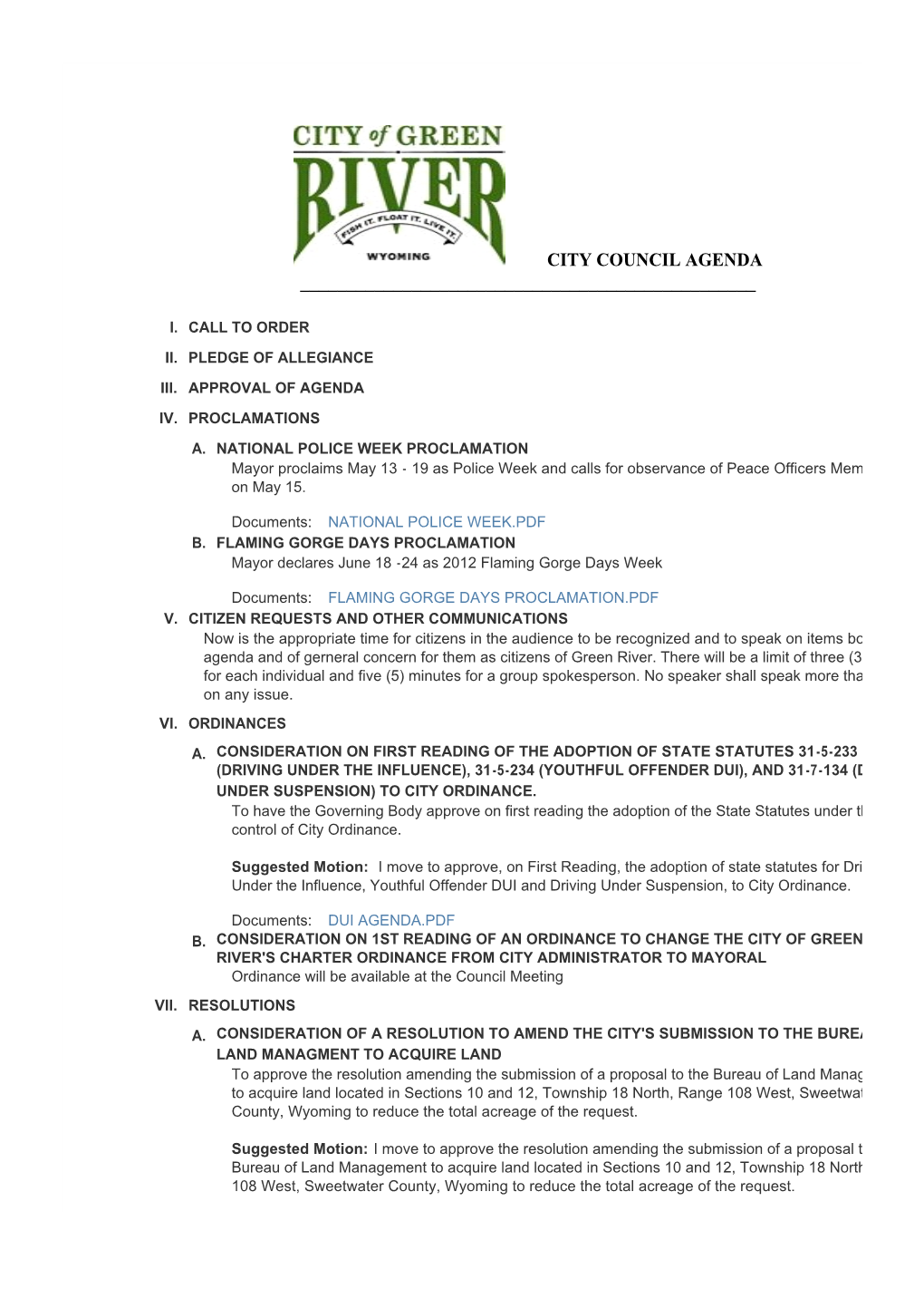 City Council Agenda ______