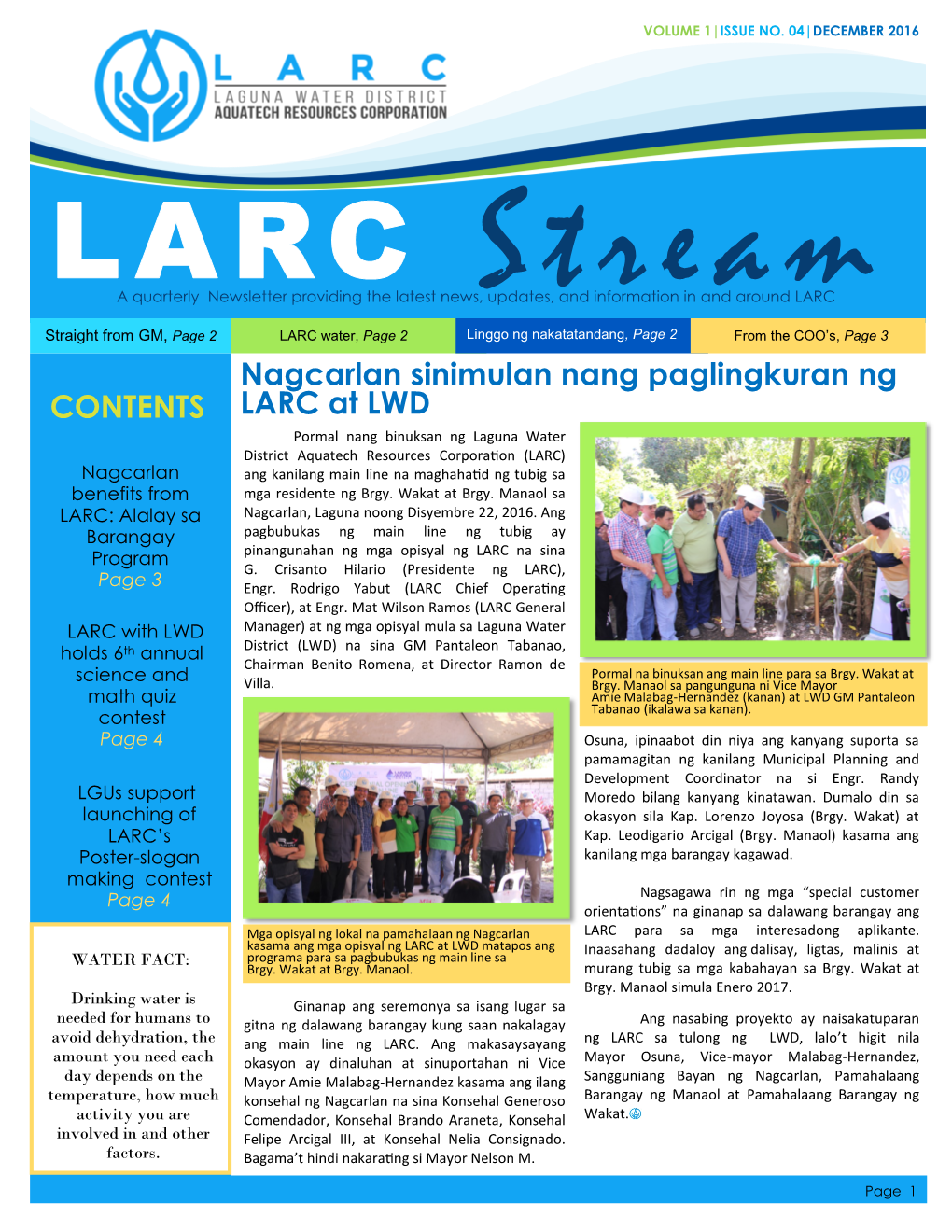 Nagcarlan Sinimulan Nang Paglingkuran Ng LARC at LWD