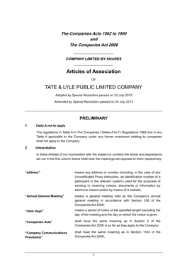 The Companies Acts 1862 to 1900 and the Companies Act 2006