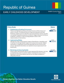 SABER EARLY CHILDHOOD DEVELOPMENT Guinea Country Report 2013
