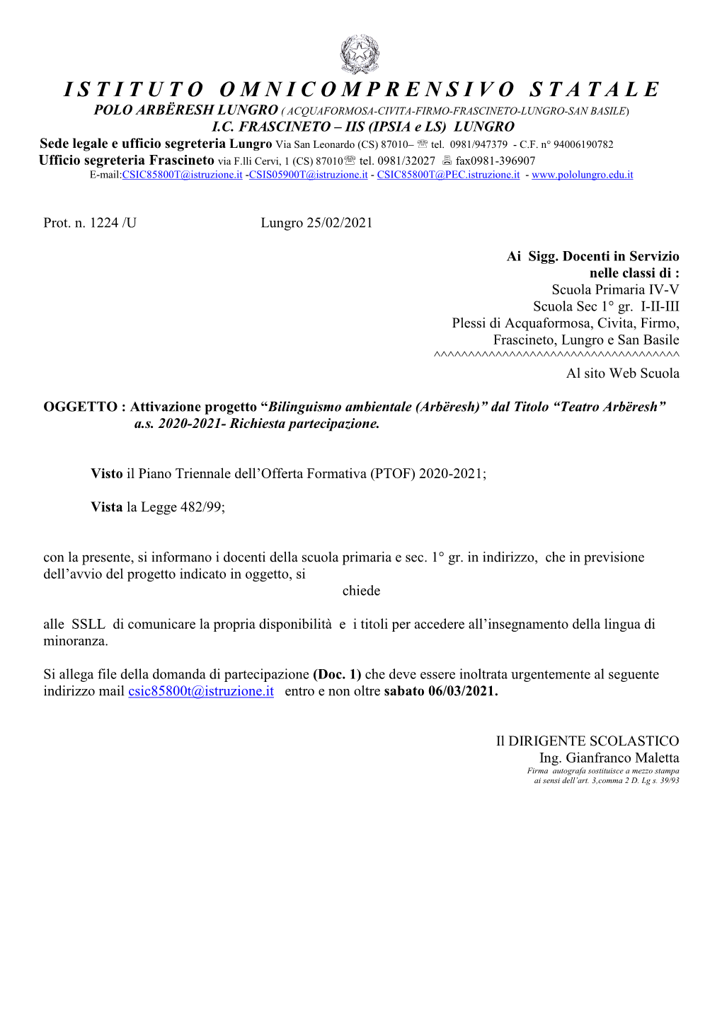 Adesione Progetto Minoranze Linguistiche.Pdf