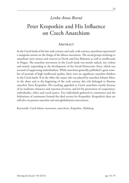 Peter Kropotkin and His Influence on Czech Anarchism 55