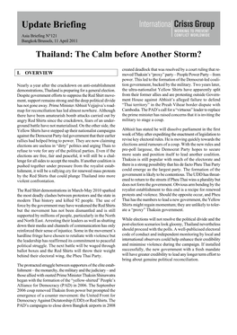 Thailand: the Calm Before Another Storm?