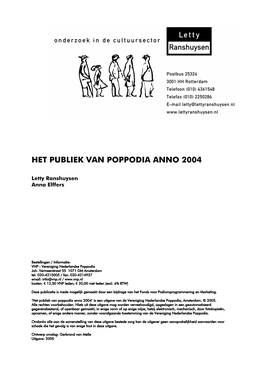 Het Publiek Van Poppodia Anno 2004