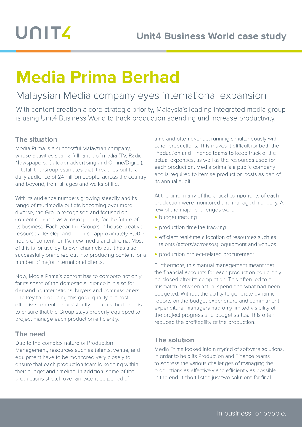 Media Prima Berhad. Malaysian Media Company Eyes International