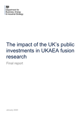The Impact of the UK's Public Investments in UKAEA Fusion
